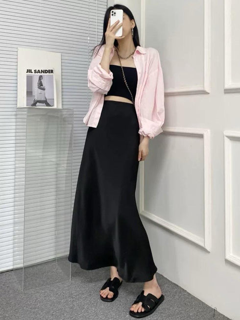 A-Line Long Satin Skirts